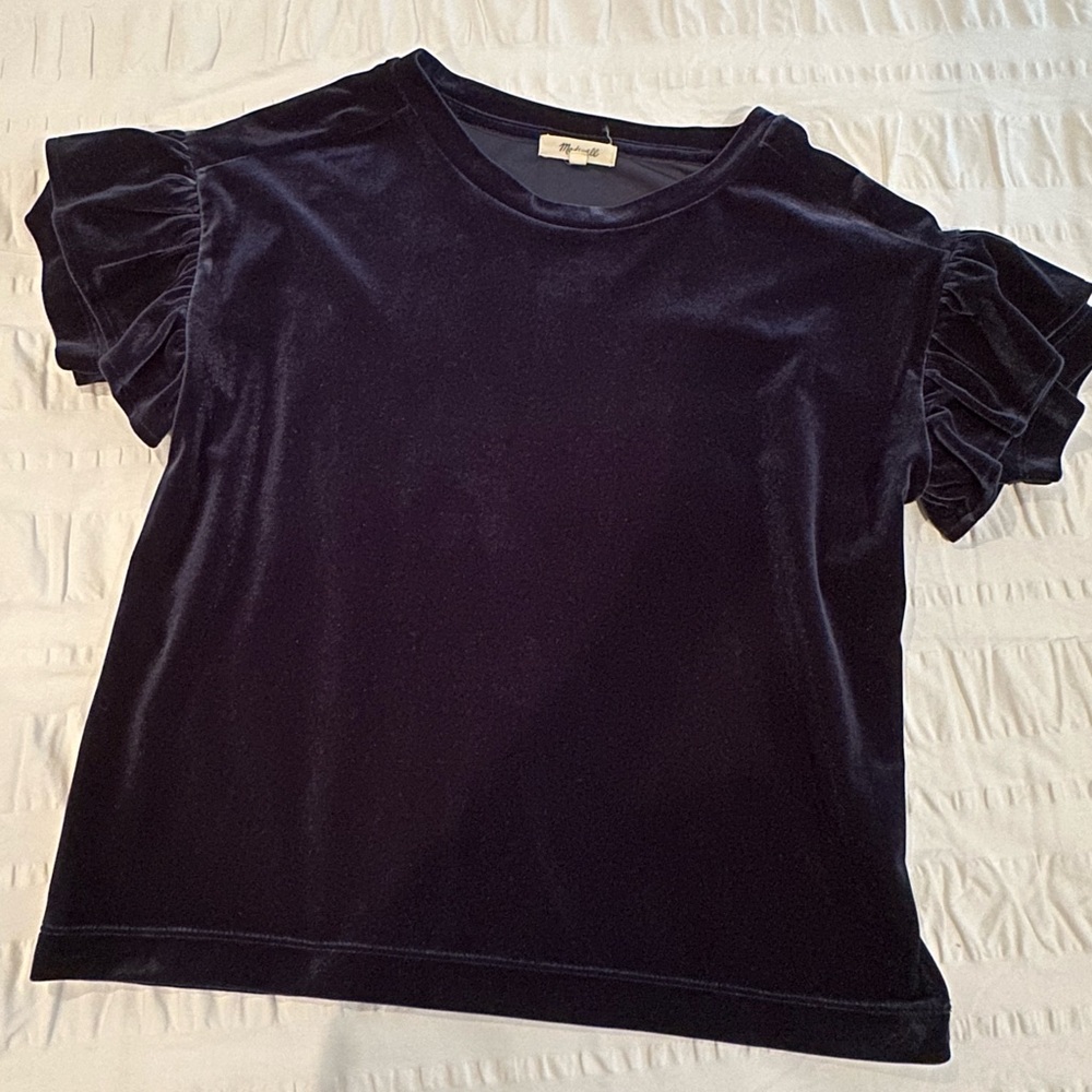 Madewell navy blue velvet top